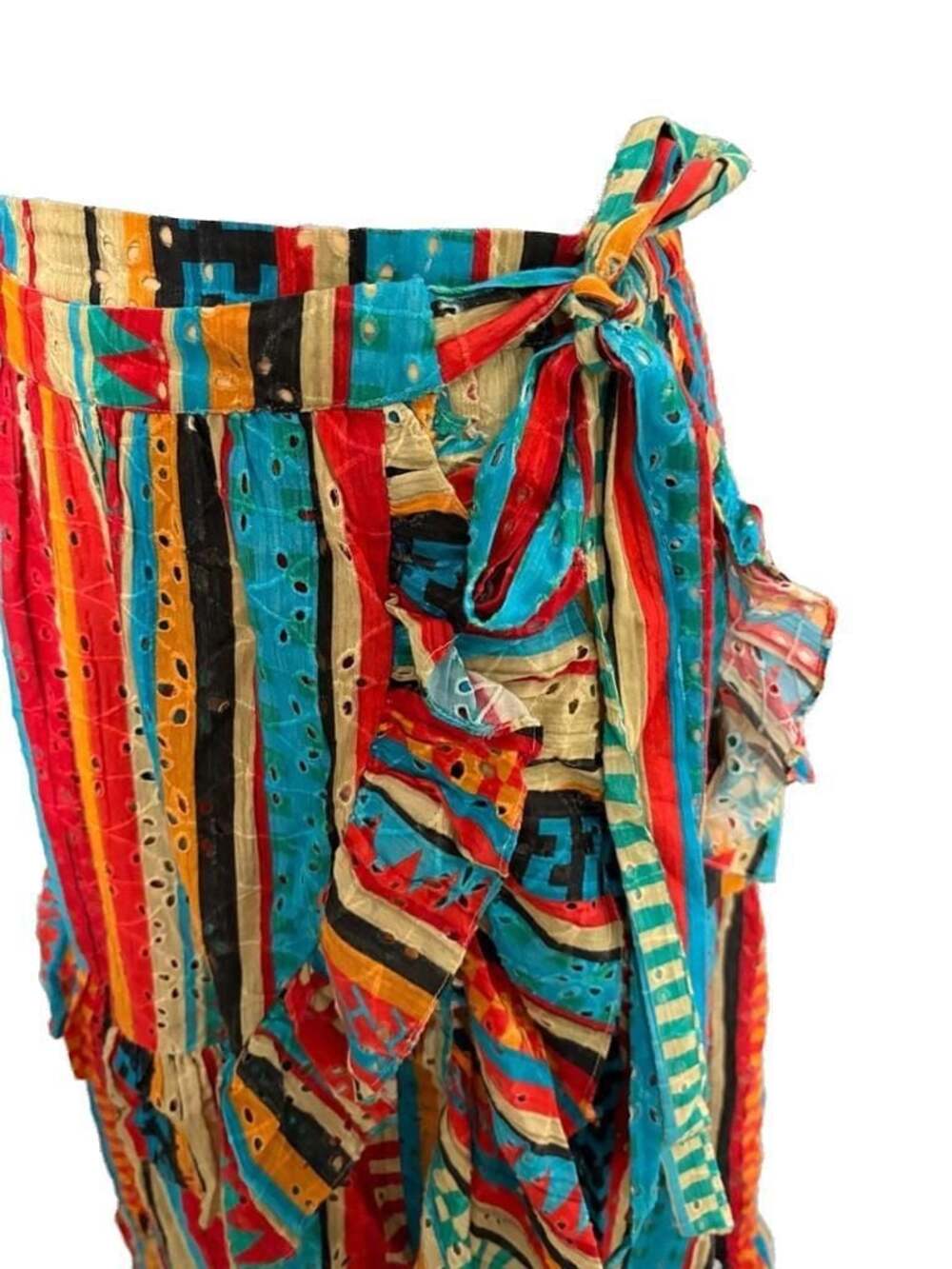 Anthropologie Bea Ruffled Eyelet Wrap Maxi Skirt Small Western Boho Southwestern - Picture 3 of 5
